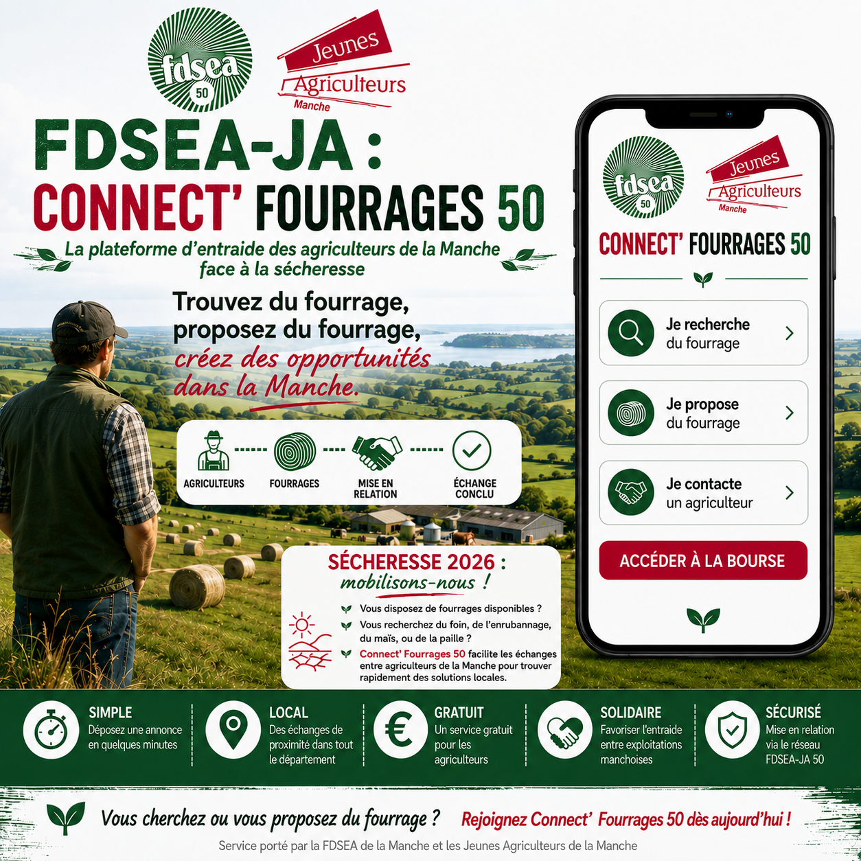 FDSEA et JA : Connect’ Fourrages 50